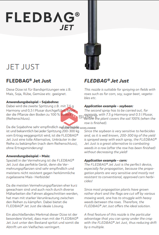 FLEDBAG Jet Just | Vòi phun chính xác cho cây hàng – giảm trôi thuốc tối đa FLEDBAG Jet Just | Vòi phun chính xác cho cây hàng – giảm trôi thuốc tối đa