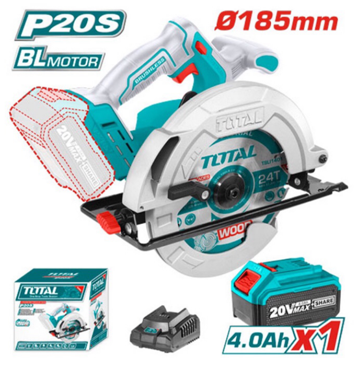 Máy cưa đĩa pin Total TSLI18511 20V 185mm Máy cưa đĩa pin Total TSLI18511 20V 185mm